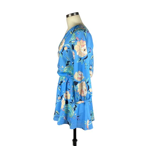 YUMI KIM Sky Blue Garden Dress Floral One Shoulder Mini Style Large NWT - Picture 2 of 7